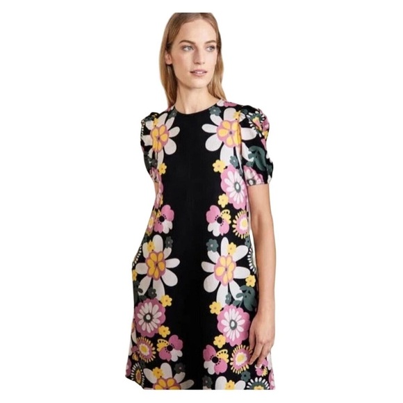 Boden Dresses & Skirts - Boden Seam Detail Ponte Shift Dress Black Flora Bloom Size US 8